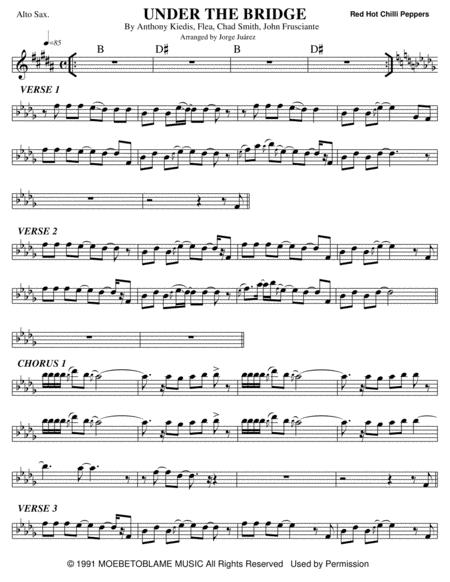 Under The Bridge Alto Sax Sheet Music