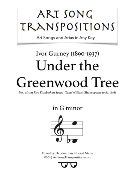 Under The Greenwood Tree G Minor Sheet Music