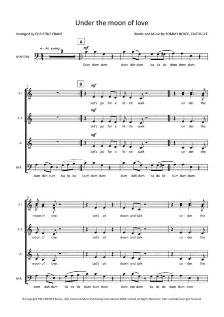 Free Sheet Music Under The Moon Of Love Ssab Choir Part
