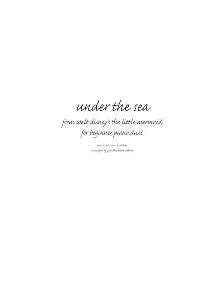 Under The Sea For 1 Piano 4 Hands Beginner Sheet Music