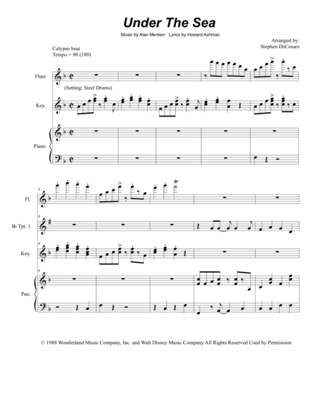 Under The Sea For Brass Quartet Sheet Music