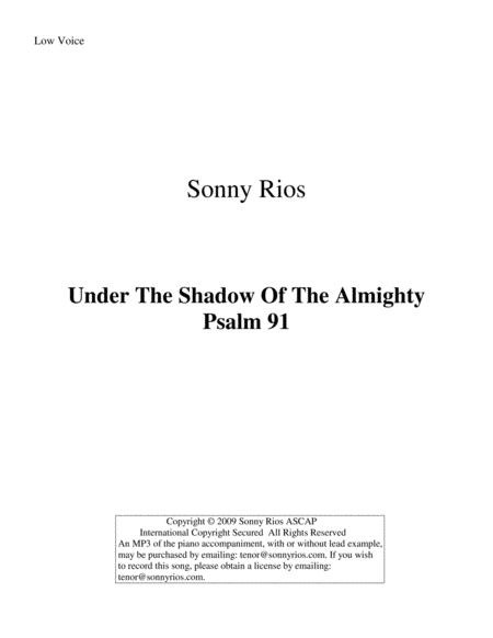 Free Sheet Music Under The Shadow Of The Almighty