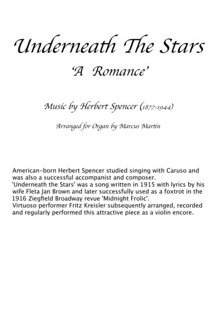 Underneath The Stars For Organ Solo Sheet Music