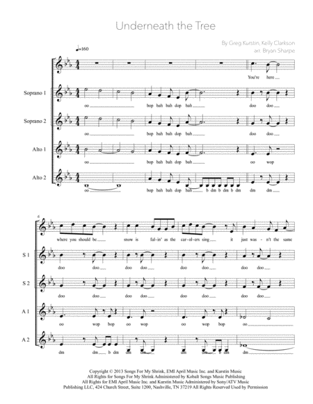 Underneath The Tree Ssaa A Cappella Sheet Music