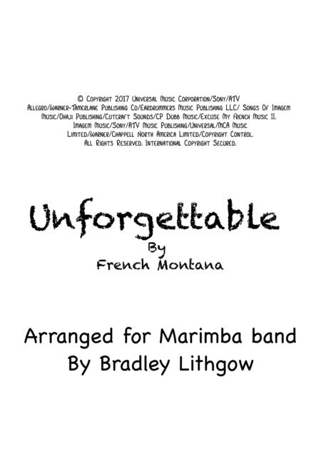 Unforgettable French Montana Arranged By Bradley Lithgow For African Marimba Band Diatonic In C Sheet Music