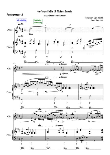 Unforgettable Three Notes Sonata Sheet Music