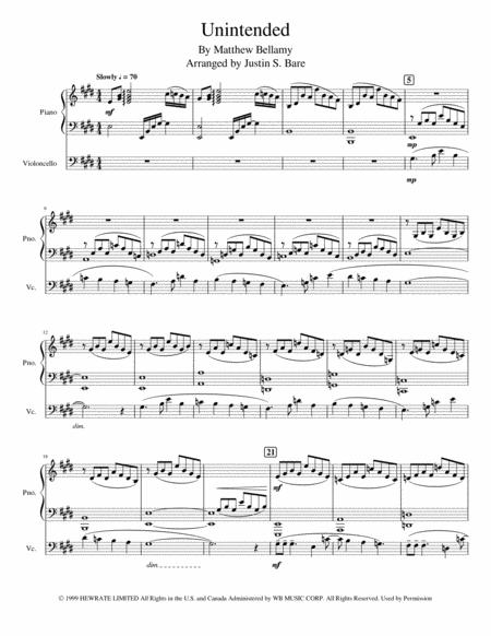 Free Sheet Music Unintended Cello With Piano