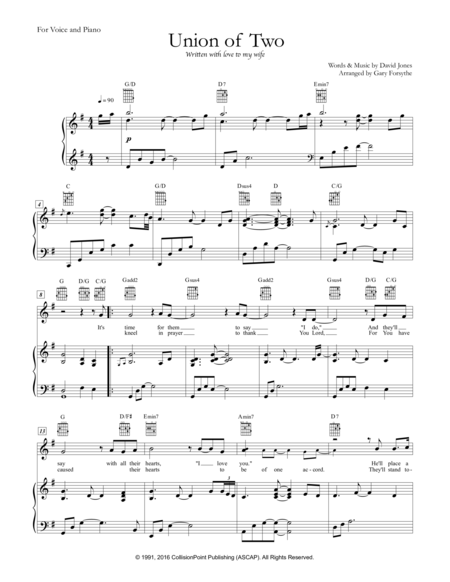 Free Sheet Music Union Of Two