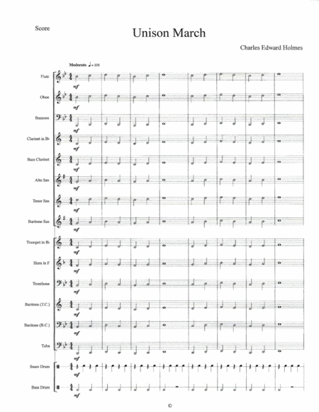 Free Sheet Music Unison March Concert Band Set