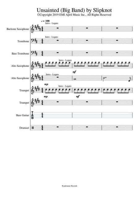 Unsainted Brass Band Sheet Music