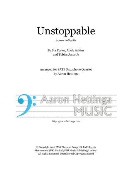 Free Sheet Music Unstoppable Sia For Satb Saxophone Quartet