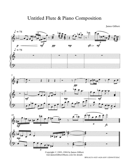 Untitled Flute Piano Composition Ww06 Sheet Music