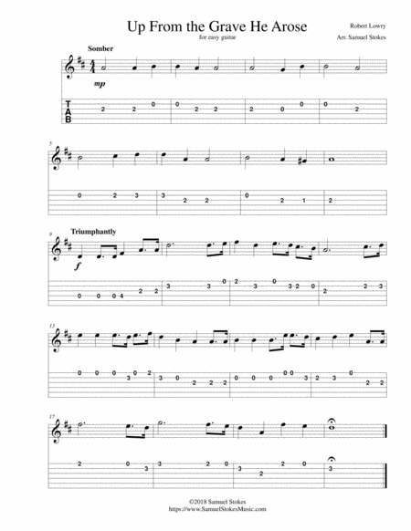 Free Sheet Music Up From The Grave He Arose Low In The Grave He Lay For Easy Guitar With Tab