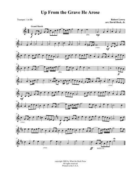 Free Sheet Music Up From The Grave He Arose Trumpet 1