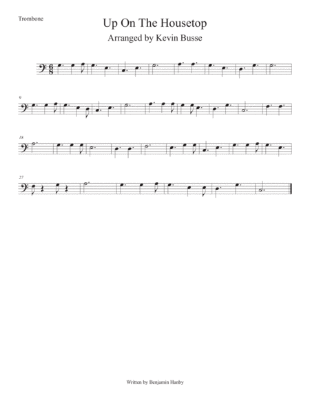 Up On The Housetops Easy Key Of C Trombone Sheet Music