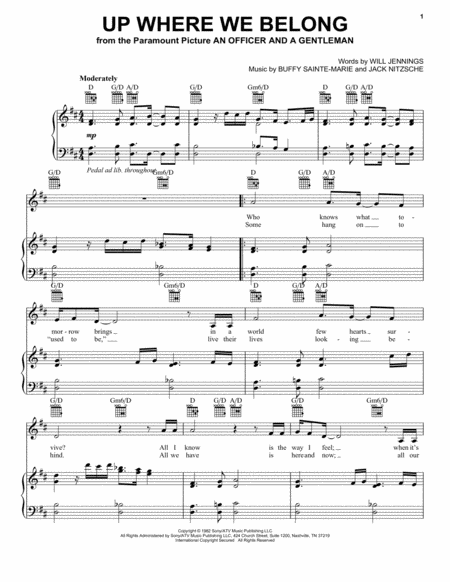 Up Where We Belong From An Officer And A Gentleman Sheet Music