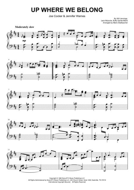 Free Sheet Music Up Where We Belong Piano Solo