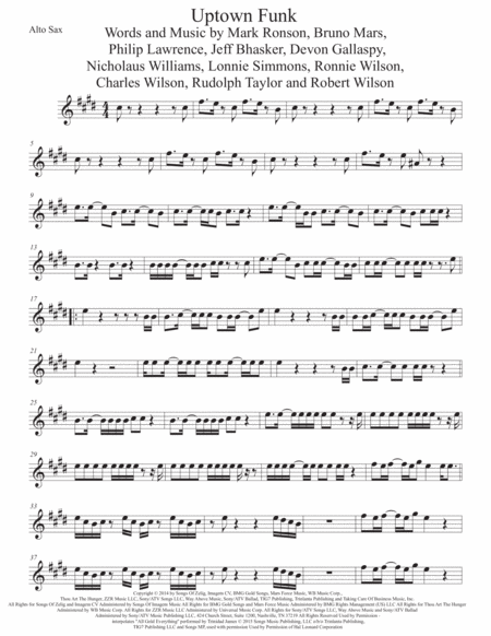 Uptown Funk Alto Sax Sheet Music