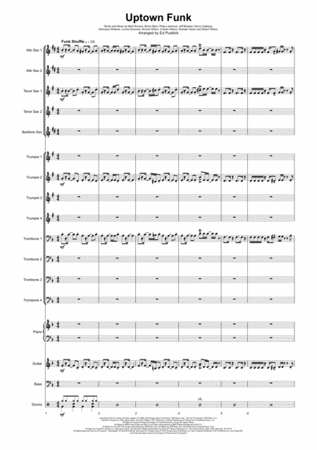 Uptown Funk Big Band Instrumental Sheet Music