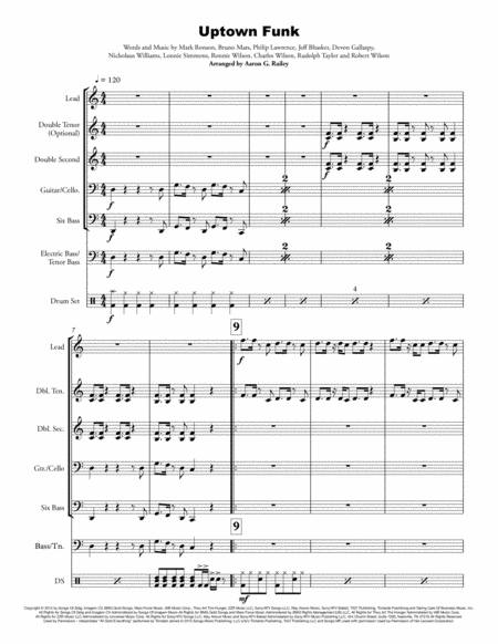 Uptown Funk By Mark Ronson Bruno Mars Arranged For Steel Band Sheet Music