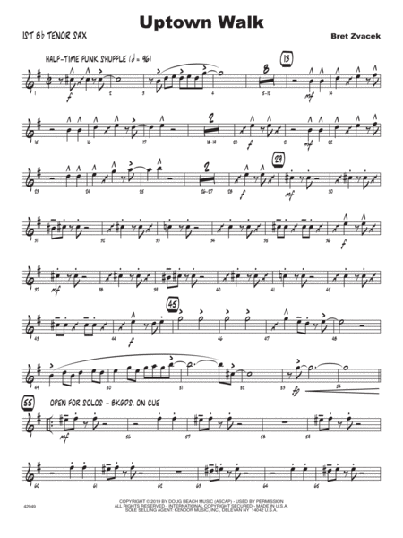 Free Sheet Music Uptown Walk 1st Tenor Saxophone