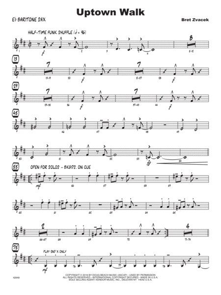 Uptown Walk Eb Baritone Saxophone Sheet Music