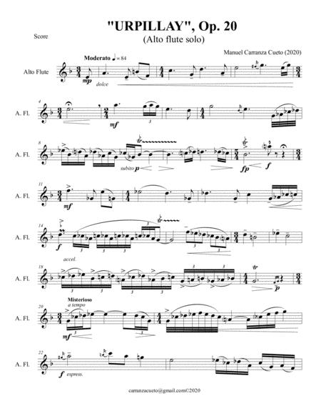 Free Sheet Music Urpillay Op 20 For Alto Flute Solo