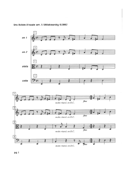 Uru Achim V Naale String Quartet Arrangement Sheet Music