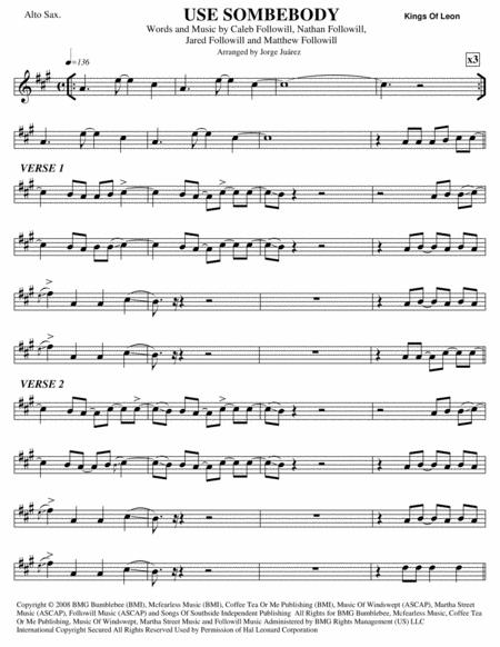 Use Somebody Alto Sax Sheet Music