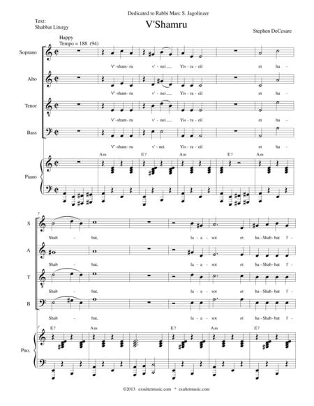 Free Sheet Music V Shamru