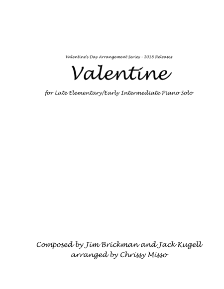 Free Sheet Music Valentine Piano Solo