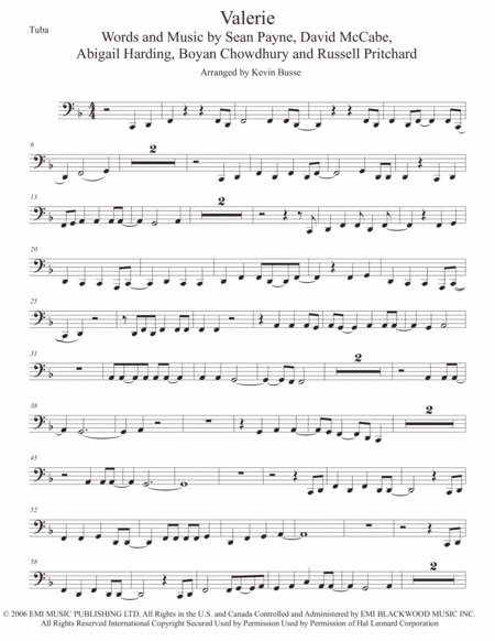 Valerie Tuba Sheet Music