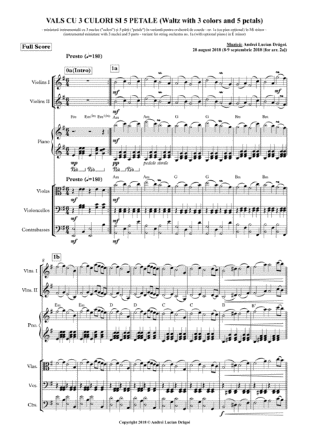Free Sheet Music Vals Cu 3 Culori Si 5 Petale Waltz With 3 Colors And 5 Petals Instrumental Miniature With 3 Nuclei And 5 Parts Variant For String Orchestra No 1a With