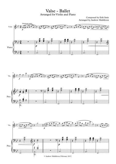 Valse Ballet For Violin And Piano Sheet Music