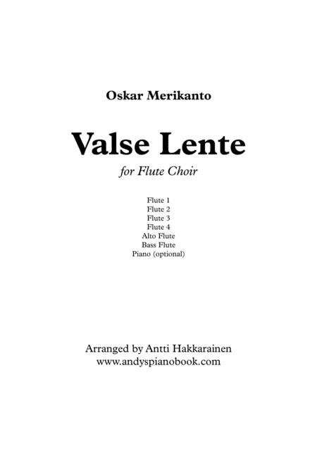 Valse Lente Flute Choir Sheet Music