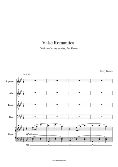 Valse Romantica New Choral Work For 2018 By British Composer Kerry Barnes Sheet Music