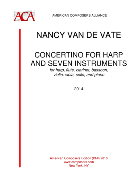 Free Sheet Music Van De Vate Concertino For Harp And Seven Instruments