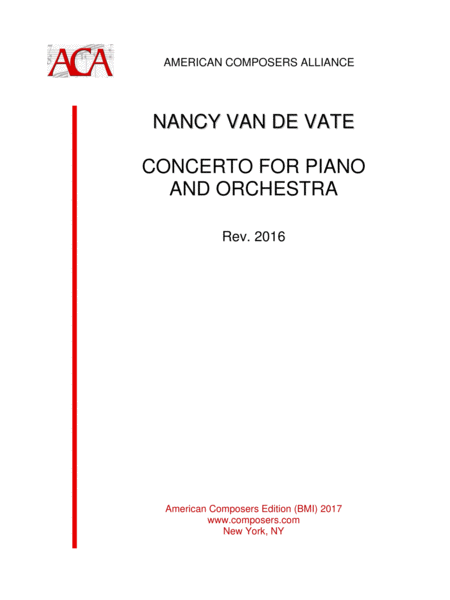 Van De Vate Concerto For Piano And Orchestra Sheet Music