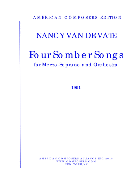 Van De Vate Four Somber Songs Sheet Music