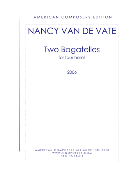 Van De Vate Two Bagatelles Sheet Music