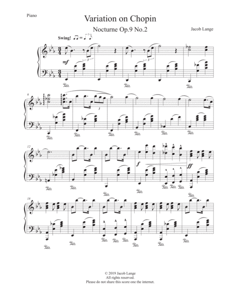 Variation On Chopin Nocturne Op 9 No 2 Sheet Music