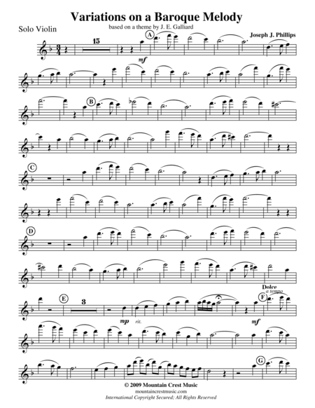 Variations On A Baroque Melody Solo Violin Part Sheet Music