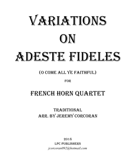 Variations On Adeste Fideles For French Horn Quartet Sheet Music