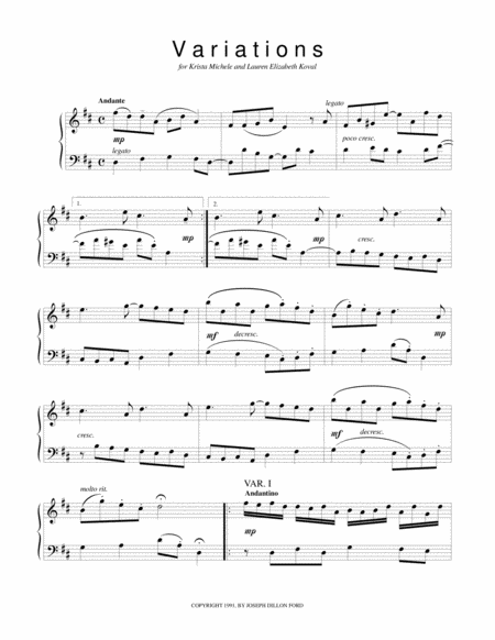 Variations On An Original Theme From Sonatinas And Other Pieces From The Viennese Sketchbook For Piano Solo Sheet Music