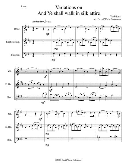 Variations On And Ye Shall Walk In Silk Attire For Double Reed Trio Sheet Music