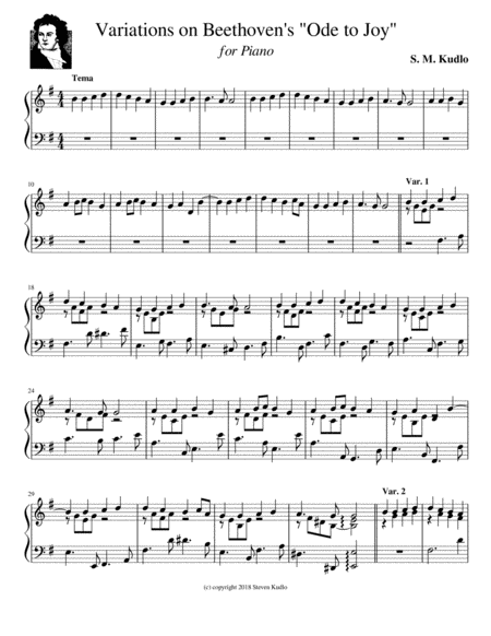 Variations On Beethovens Ode To Joy Sheet Music