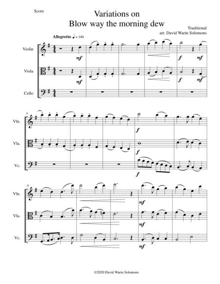 Free Sheet Music Variations On Blow Away The Morning Dew For String Trio