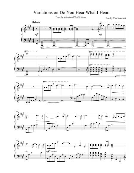 Free Sheet Music Variations On Do You Hear What I Hear