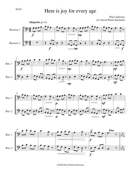 Free Sheet Music Variations On Here Is Joy For Every Age From Piae Cantiones For 2 Bassoons