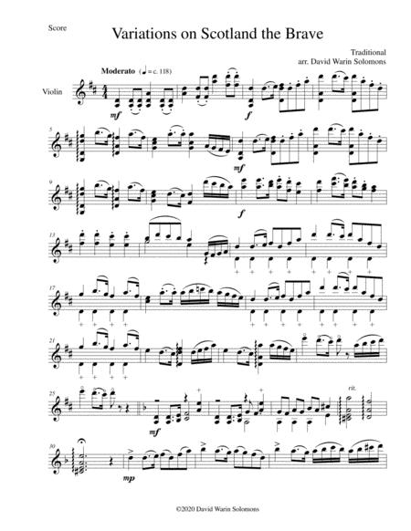 Variations On Scotland The Brave For Violin Solo Sheet Music